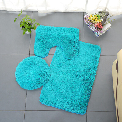 

Siaonvr 3pc Bathroom Set Rug Contour Mat Toilet Lid Cover Plain Solid Color Bathmats