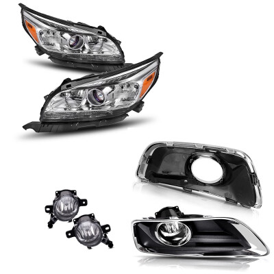 

for 2013-2015 Chevy Malibu Projector Headlights Black Clear Bumper Fog Light Lamps