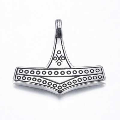

304 Stainless Steel Pendants Thors Hammer Antique Silver 32x345x3mm Hole 4x6mm