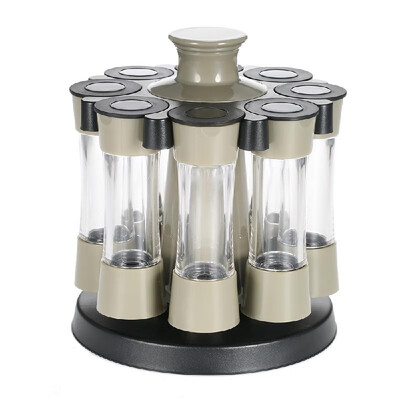 

8pcs Rotating Spices BottlesSet Acrylic Seasoning Rack Salt Pepper Storage Organizer Home Kitchen Tool