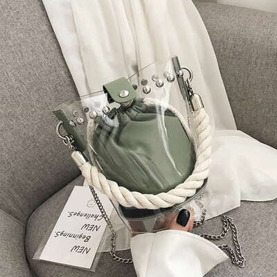 

Summer new transparent bag handbag 2019 new fashion Korean handbag shoulder slung chain bucket bag