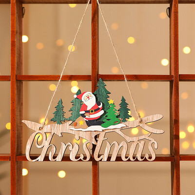 

Wooden Wall Door Sign Banner Hanging Plate Board Wooden Merry Christmas Hanging Drops Interior Decoration