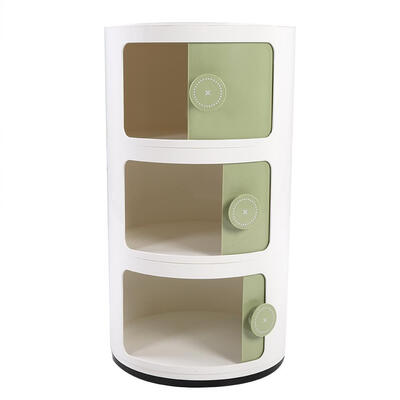 

Three-layer Storage Cabinet Drawer Sets Storing Container Round Shape Sliding Door Home Supply Storage Drawer