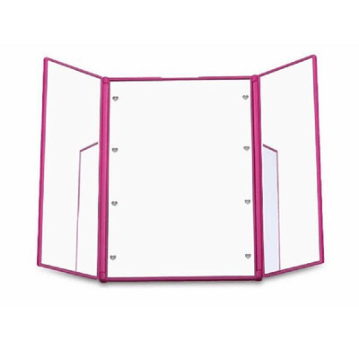 

Portable Makeup Mirror LED Illuminated Tote Pack Foldable Triple Mirror with Stand with Two CR2032 Batteries