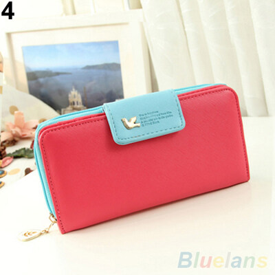 

Womens Zipper Faux Leather Card Phone Holder Clutch Wallet Long Purse Handbag