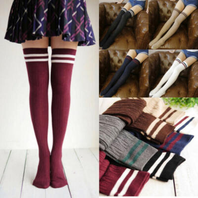 

US Women Over Knee Socks Thigh High Thick Knee High Knitting Long Stockings