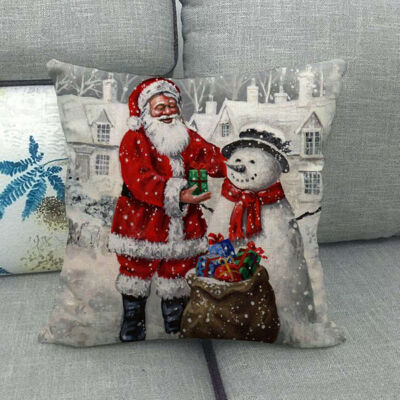 

New Christmas Cotton Linen Cushion Cover Santa Claus Pattern Square Pillow Case Xmas Sofa Car Decor 2020