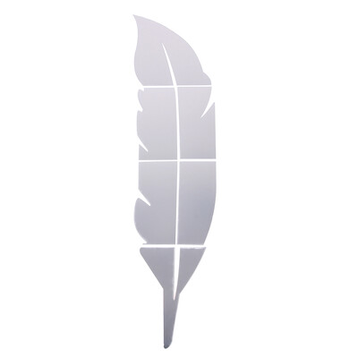 

Wall Mirror DIY 3D Feather Mirror Wall Decal Sticker Art Home Decor Silver