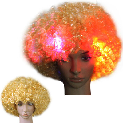 

〖Follure〗Party Disco LED Flash Clown Hair Football Fan-Adult Afro Masquerade Hair Wig