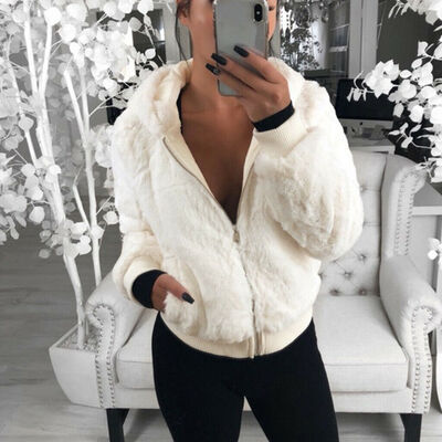 

Women Ladies Fluffy Cropped Coat Jackets Faux Fur Winter Warm Plush Outerwear