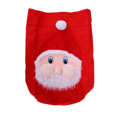 

Christmas Cute Santa Pattern Plush Bag Gift Holder Christmas Decoratin