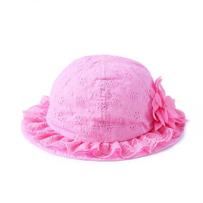 

Baby Sun Hat Princess Breathable Cute Flower Decor Lace Brim Fisherman Caps
