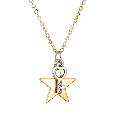 

Minimalism Heart Star Moon Necklace Round Hollow Choker Necklaces Korean Metal Gold Pendant Necklace For Women Couple Jewelry