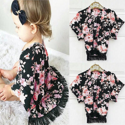 

New Child Kids Toddler Girl Long Sleeve Tassel Kimono Outfit Cardigan Cover Sunsuit