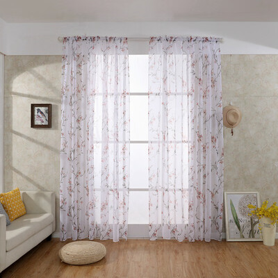 

Polyester Bright Flower Pattern Vines Leaves Tulle Door Window Curtains Drape Panel Sheer Scarf Valances Senior