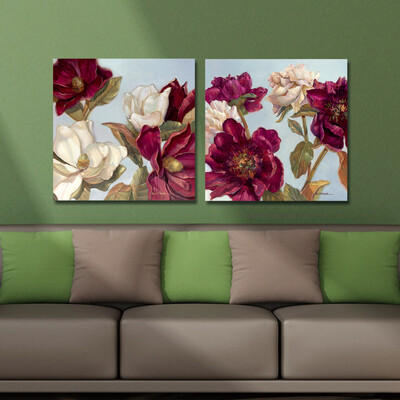

DYC 10061 2PCS Red Flowers Print Art Ready to Hang Paintings