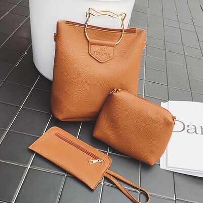 

Tailored 3PC Women Lichee Pattern Handbag Crossbady BagShoulder BagMessenger Bag Black