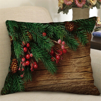 

Gobestart Christmas Print Pillow Case Flax Pillowcase Sofa Car Cushion Cover Home Decor