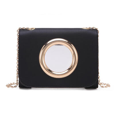 

Solid Color Clear Shoulder Handbags PU Leather Women Chain Crossbody Bags