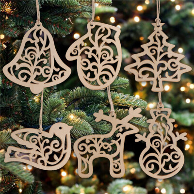 

〖Follure〗6Pcs New Christmas Tree Ornaments Hanging Xmas Tree Party Decor Wooden Pendant