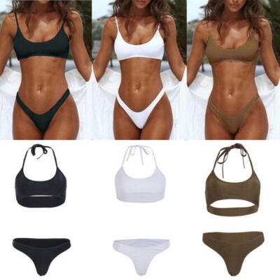 

UK Sexy Women Push-up Bikini Push-up Simple Bathing Casual Triangle Beachwear