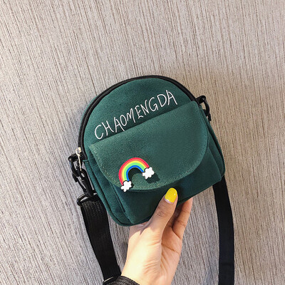 

2019 new simple&versatile shoulder bag fashion cute casual slung small bag female personality letter canvas bag