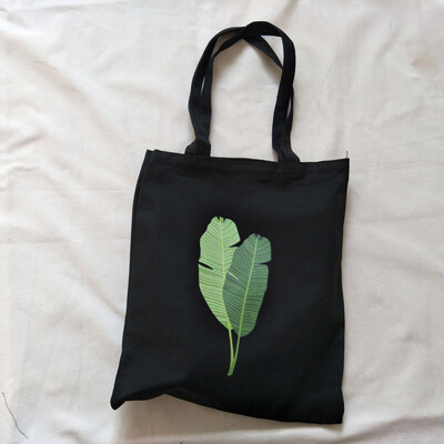 

Tailored Fashion Women Canvas Printing Banana Leaf Shoulder Bags Handle Shopping Bags