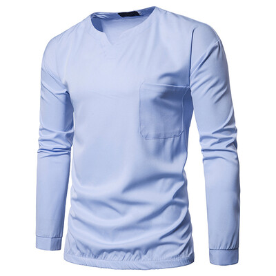 

Toponeto Fashion Mens Needle show Autumn Long Sleeve Casual Fit V-Neck Top Blouse