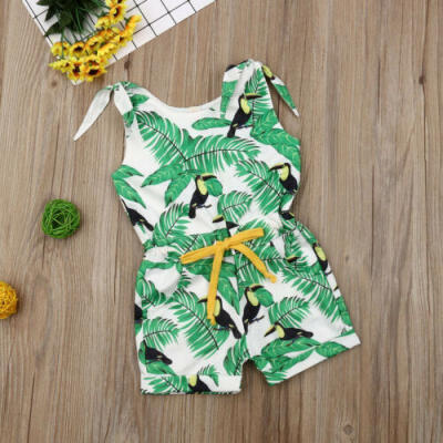 

US Toddler Baby Girl Kid Beachwear Sling Siamese Shorts Pants Outfit Clothes Top