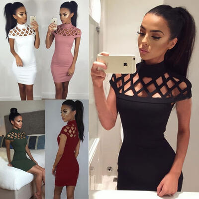 

Women Bandage Bodycon Slim Short Sleeve Evening Party Cocktail Pencil Mini Dress