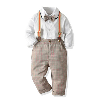 

Stylish Baby Boy Formal Shirt Top Suspender Pants Outfit Academy Style Tracksuit