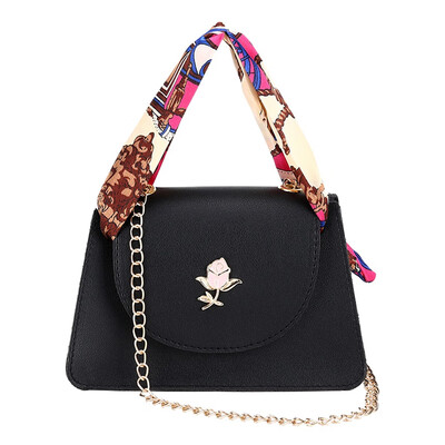 

Women Rose Shoulder Bag Fashion Scarf Messenger Bags Simple PU Leather Small Chain Crossbody Bags Mini Handbag T10