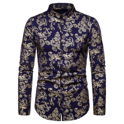 

Tailored Mens Baggy Blazer Print Stand Collar Button Long Sleeve Shirts Blouse