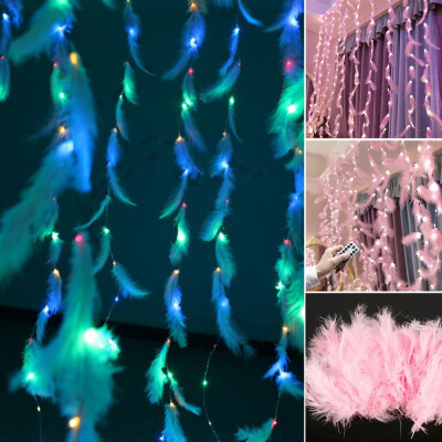 

New 3X3 Meters DIY LED Feather Romantic Light String Curtain Room Wedding Decoration Copper Wire Lamp