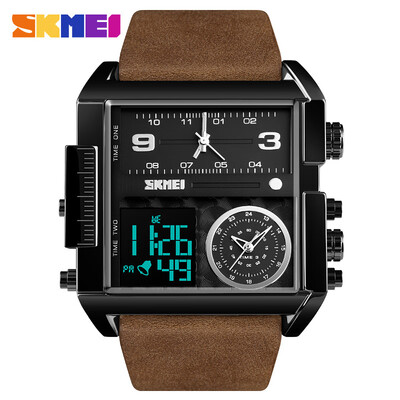 

SKMEI New Men Fashion Watches Sports Military Watches Leather Quartz Waterproof Digital Wristwatches Male Clock 1391