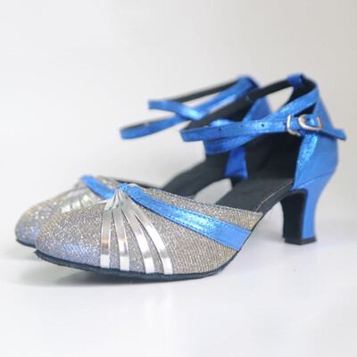 

Rose Mid-High Heels Glitter Dance Shoes Women Ballroom Latin Tango Rumba Dance Shoes