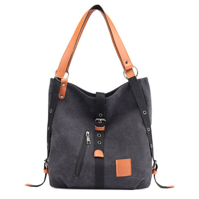 

Casual Womens Convertible Large Capacity Tote Shoulder Bag Canvas Backpack