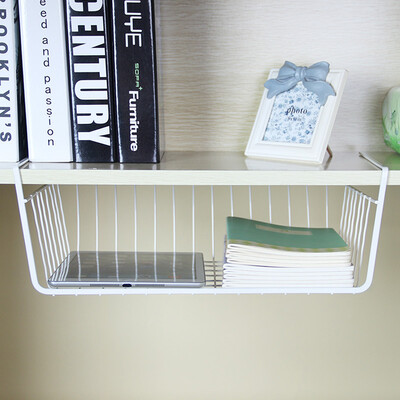 

White Wire Under Cabinet Hanging Basket Shelves Organizer Rack Storage Shelf Hot