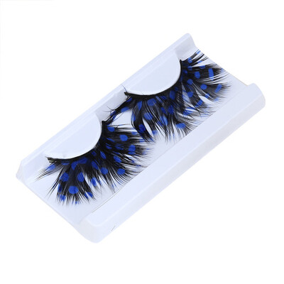 

〖Follure〗Women Fancy Soft Long Feather False Eyelashes Eye Lashes Makeup Party Club Blue