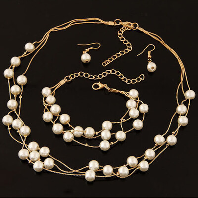 

Engagement Pearls Gifts Sets Necklace Party Fashion Earrings Jewelry Plated Beautiful Set Charm Silver