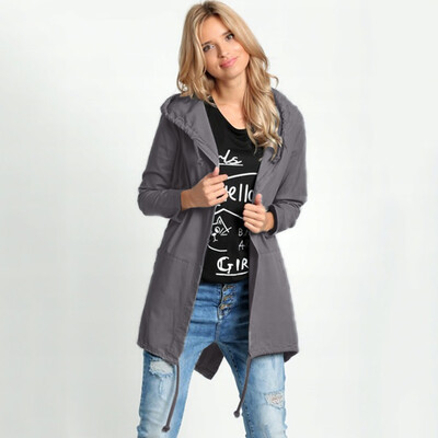 

〖Follure〗Fashion Women Autumn Casual Solid Full Sleeve Waterproof Pocket Hooded Coat