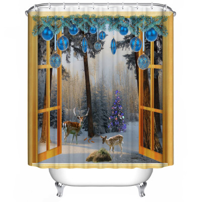 

Gobestart Christmas Waterproof Polyester Bathroom Shower Curtain Decor With Hooks New F