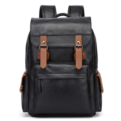 

Men PU Splice Laptop Backpack Contrast Color Business Bags School bag Functional Rucksack Waterproof Leisure Travel Boy schoolbag