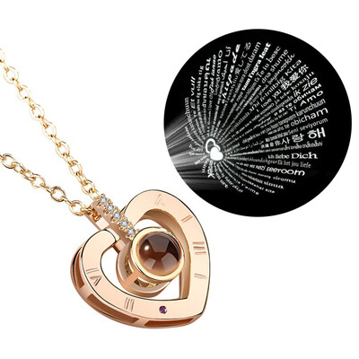 

Necklace Pendant Hidden Text 100 Different Languages I Love You Necklace