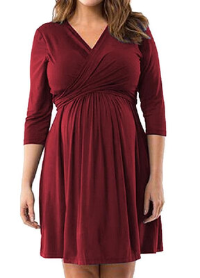 

Simple&Graceful Pure Color Loose Maternity Dress