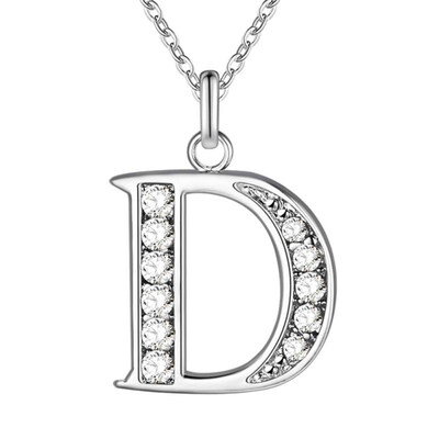 

Simple Shiny Zircon 26 English Letters Pendant Women Men Thin Necklaces Jewelry