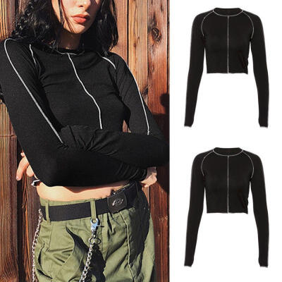 

Sell Well Elegant Sexy Womens Sportwear Long Sleeve Slim Fit Blouse Shirt Crop Tops T-Shirt Tee