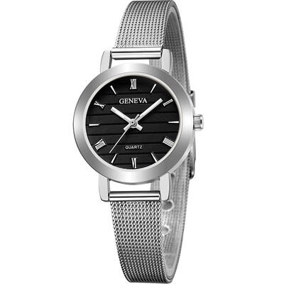 

GENEVA Small Dial Watch Fashion Female Clocks Women Luxury Stainless Steel Dress Quartz Wristwatch Elegant Lady Silver Watches