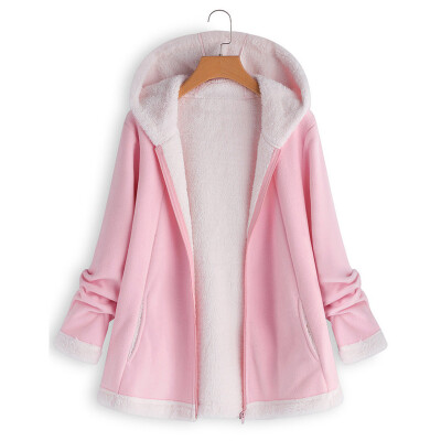 

Roseonmyhand Womens Fashion Winter Pocket Zipper Long Sleeve Plush Hoodie Coat