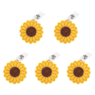 

ID Card Holder Sunflower Anti-Lost Keychain Buckle Pull Chain Badge Buckle
